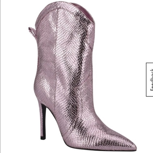 New Guess Bow Tie Metallic Gold Western High Heel Bootie 9 - Picture 8 of 15